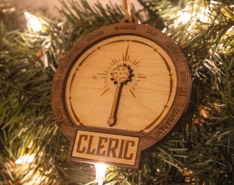 DnD Cleric Christmas Tree Hanging Ornament | Dungeons and Dragons Wood Ornament