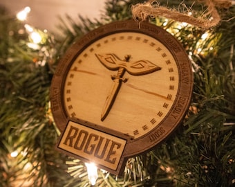 DnD Rogue Christmas Tree Hanging Ornament | Dungeons and Dragons Wood Ornament