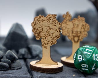 Flameskulls (set of 2) Miniature 2D Wood Set for DnD - RPG Mini Table Top Game Pieces