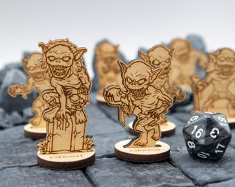 Ghouls (set of 8) Miniature 2D Wood Set for DnD - RPG Mini Table Top Game Pieces