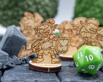 Goblin (set of 6) Miniature 2D Wood Set for DnD - RPG Mini Table Top Game Pieces