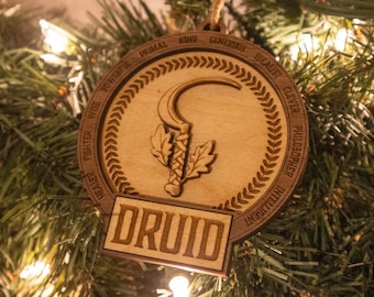 DnD Druid Christmas Tree Hanging Ornament | Dungeons and Dragons Wood Ornament