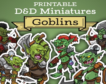 Paper Goblin Miniature Standee Set for DnD RPG Tabletop Games -  DIGITAL FILE Download