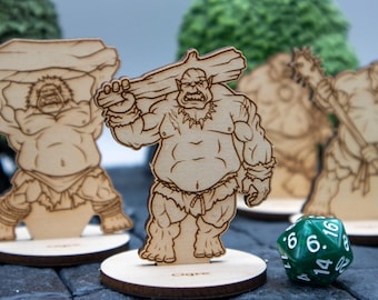 Ogre (set of 4) Miniature 2D Wood Set for DnD - RPG Mini Table Top Game Pieces