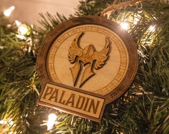 DnD Paladin Christmas Tree Hanging Ornament | Dungeons and Dragons Wood Ornament