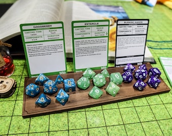 DnD Dice and Card Holder - Holds 3 Sets of Standard Polyhedral Dice for Dungeons and Dragons - Organize and Display Dice Sets and Game Cards