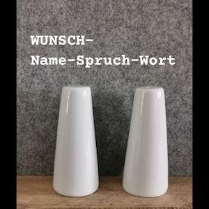 Pepper and salt, pepper shaker, salt shaker, white, porcelain, personalized, individual, name, saying, word, funny, handmade