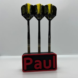 Dart Wandhalterung Personalisierbar mit eigenem Namen für Steel und Softdarts Bild 2