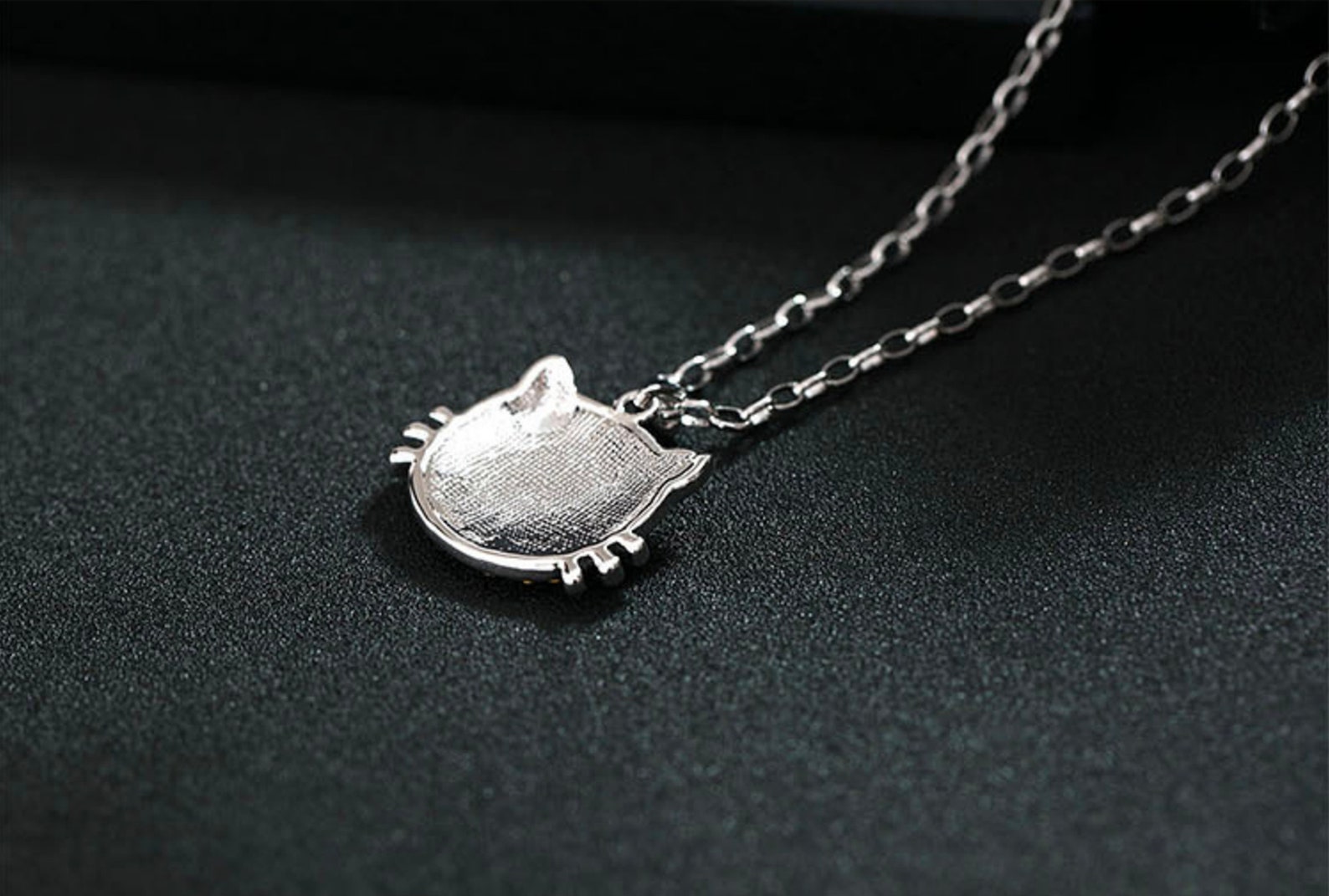 thumbnail image 2 of Hello Kitty Silver Plated Pendant Necklace With Bow – White Gold Tone Cat Jewelry, 16+2 Inch Chain 2 of 4