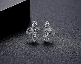 Marquise Round Cubic Zirconia Crystal Chandelier Swarovski Elements Crystal Rhinestone Stud Earrings Fashion Jewelry for Women & Girls
