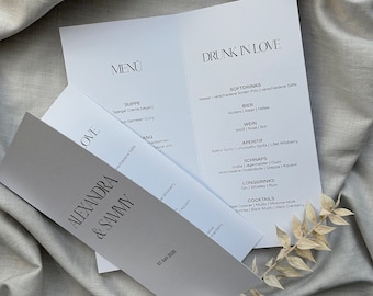 Menükarte klappbar auf Kraftpapier | Klappkarte Menü Hochzeit Din Lang | Menükarte für jeden Anlass | Personalisierbar