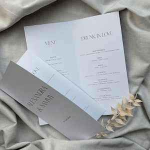 Menükarte klappbar auf Kraftpapier | Klappkarte Menü Hochzeit Din Lang | Menükarte für jeden Anlass | Personalisierbar