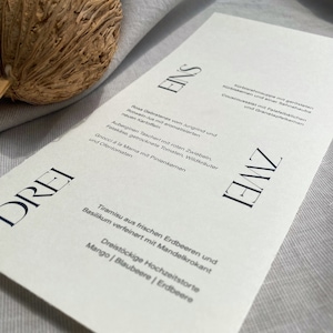 Minimalistische Menükarte auf Büttenpapier | Menükarte für jeden Anlass | Personalisiert