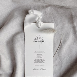 Einladungskarten Hochzeit, Hochzeitseinladung, Büttenpapier Din Lang, Fächersystem, Ösenverschluss
