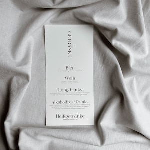 Minimalist drinks menu on handmade paper | Drinks menu for every occasion