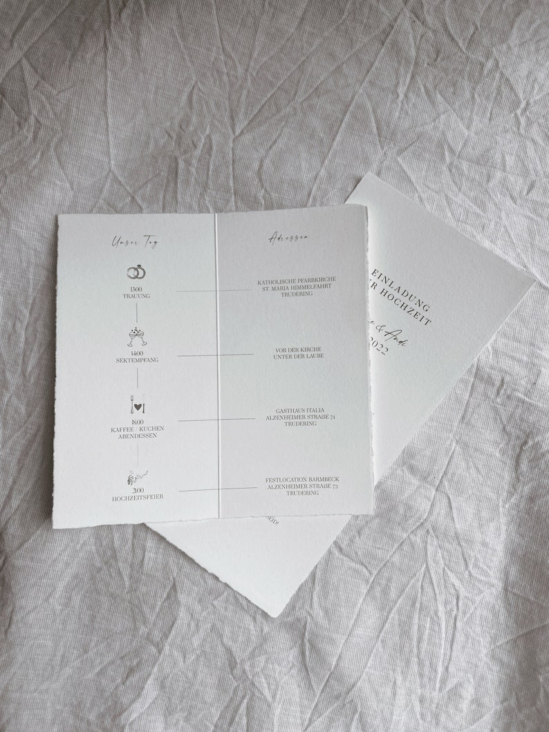 Einladungskarten Hochzeit, Hochzeitseinladung, Din Lang, Büttenpapier, personalisiert Bild 4