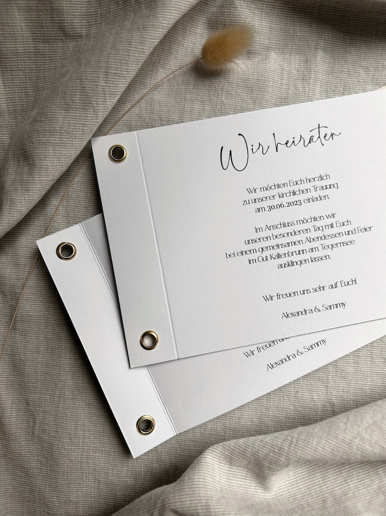 Wedding invitation cards, wedding invitation, Din Lang, booklet, eyelet closure image 3