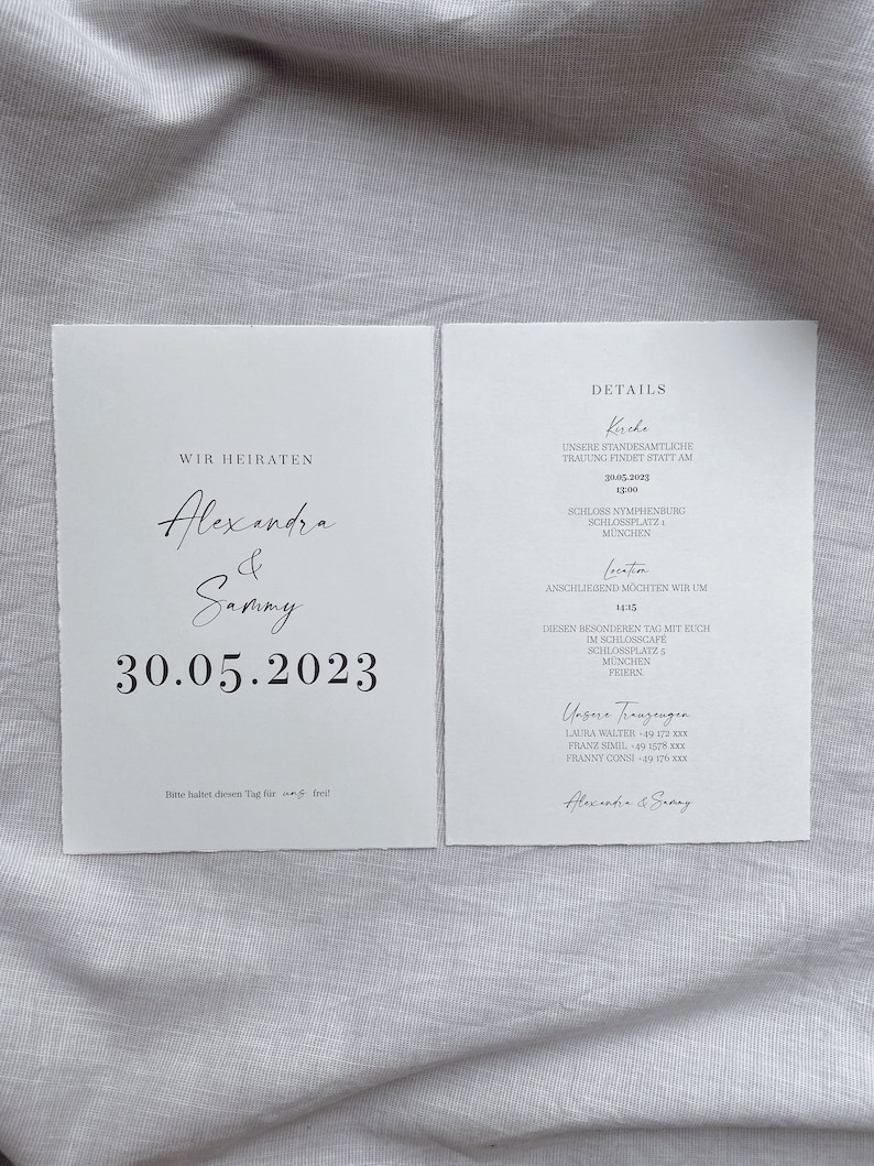 Einladungskarten Hochzeit mit Pampasgras, Hochzeitseinladung, Din A6, Büttenpapier, personalisiert, Transparentpapier, Siegelstempel Ringe Bild 8