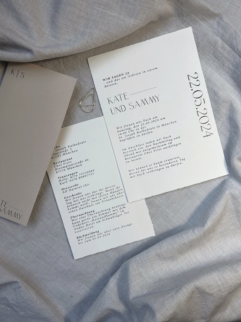 Elegant wedding invitation, mixed from handmade and kraft paper, wedding invitation cards, A6 image 4