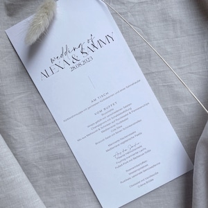 Minimalistische Menükarte auf Kraftpapier | Menükarte Hochzeit | Menükarte für jeden Anlass | Personalisierbar