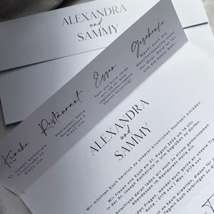 Einladungskarten Hochzeit, Hochzeitseinladung, Klappkarte auf weißem Kraftpapier Bild 4