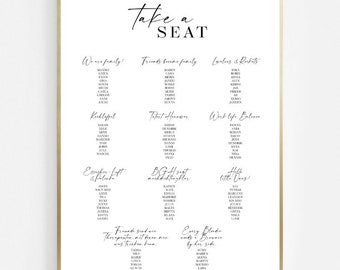 Sitzplan Hochzeit | Tischplan Hochzeitsfeier | gedrucktes Poster