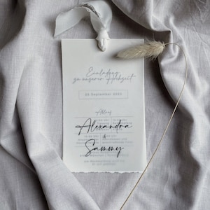 Invitation cards wedding handmade paper, wedding invitation, personalized, fan system, chiffon ribbon