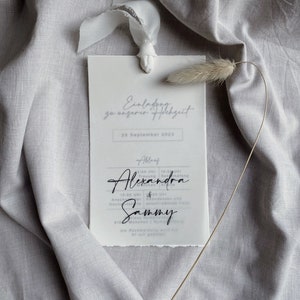 Einladungskarten Hochzeit Büttenpapier, Hochzeitseinladung, personalisiert, Fächersystem, Chiffonband