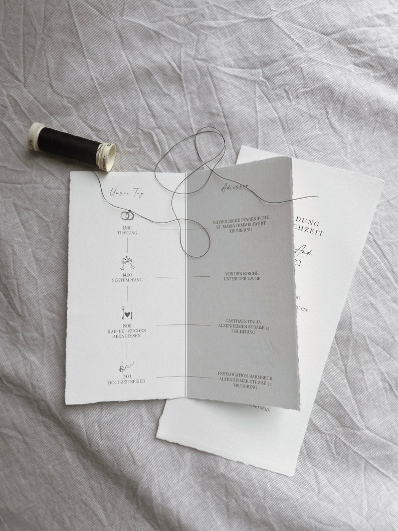 Einladungskarten Hochzeit, Hochzeitseinladung, Din Lang, Büttenpapier, personalisiert Bild 3