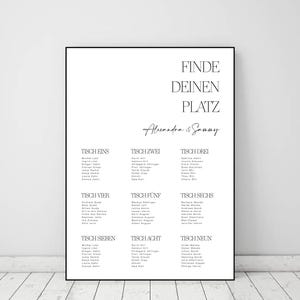 Sitzplan | Tischplan Hochzeitsfeier | gedrucktes Poster