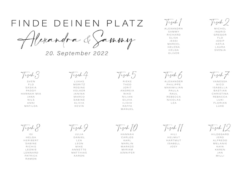 Wedding seating plan | Table plan wedding reception | printed poster image 2