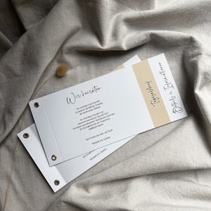 Einladungskarten Hochzeit, Hochzeitseinladung, Din Lang, Booklet, Ösenverschluss