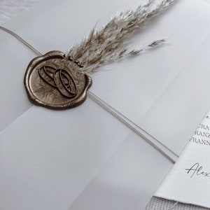 Einladungskarten Hochzeit mit Pampasgras, Hochzeitseinladung, Din A6, Büttenpapier, personalisiert, Transparentpapier, Siegelstempel Ringe Bild 9