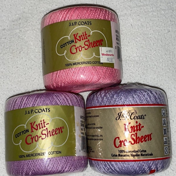 J&P Coats Knit-Cro-Sheen Thread 150 Yards Size 10