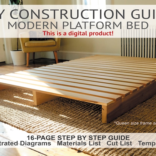 FULL Modern Platform Bed Detailed Printable PDF Etsy