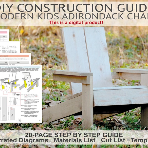 Chaise Adirondack KIDS moderne - Instructions PDF imprimables détaillées