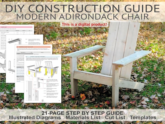 Modern Adirondack Chair Detailed Printable PDF Instructions - Etsy