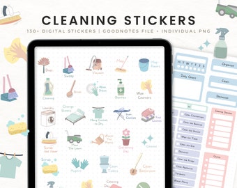 Cleaning Digital Planner Stickers for GoodNotes, Chores Stickers for iPad, Pre-cropped House Cleaning Stickers, Housework Icons Notability