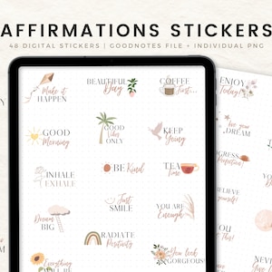 Positive Affirmationen Digitale Planner Aufkleber für GoodNotes, erhebende digitale Aufkleber Zitate, vorgeschnittene Clipart Motivationsaufkleber