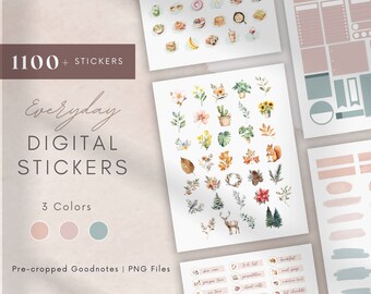 Everyday Life Stickers, 1100+ Pre-cropped Digital Stickers for iPad Planner, Hyperlinked Neutral GoodNotes Journal for Everyday Use