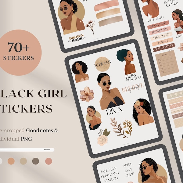 That Girl Aesthetic, Black Girl Magic, Everyday Affirmation, Pre-cropped GoodNotes, African American Manifestation Digital Planner Stickers
