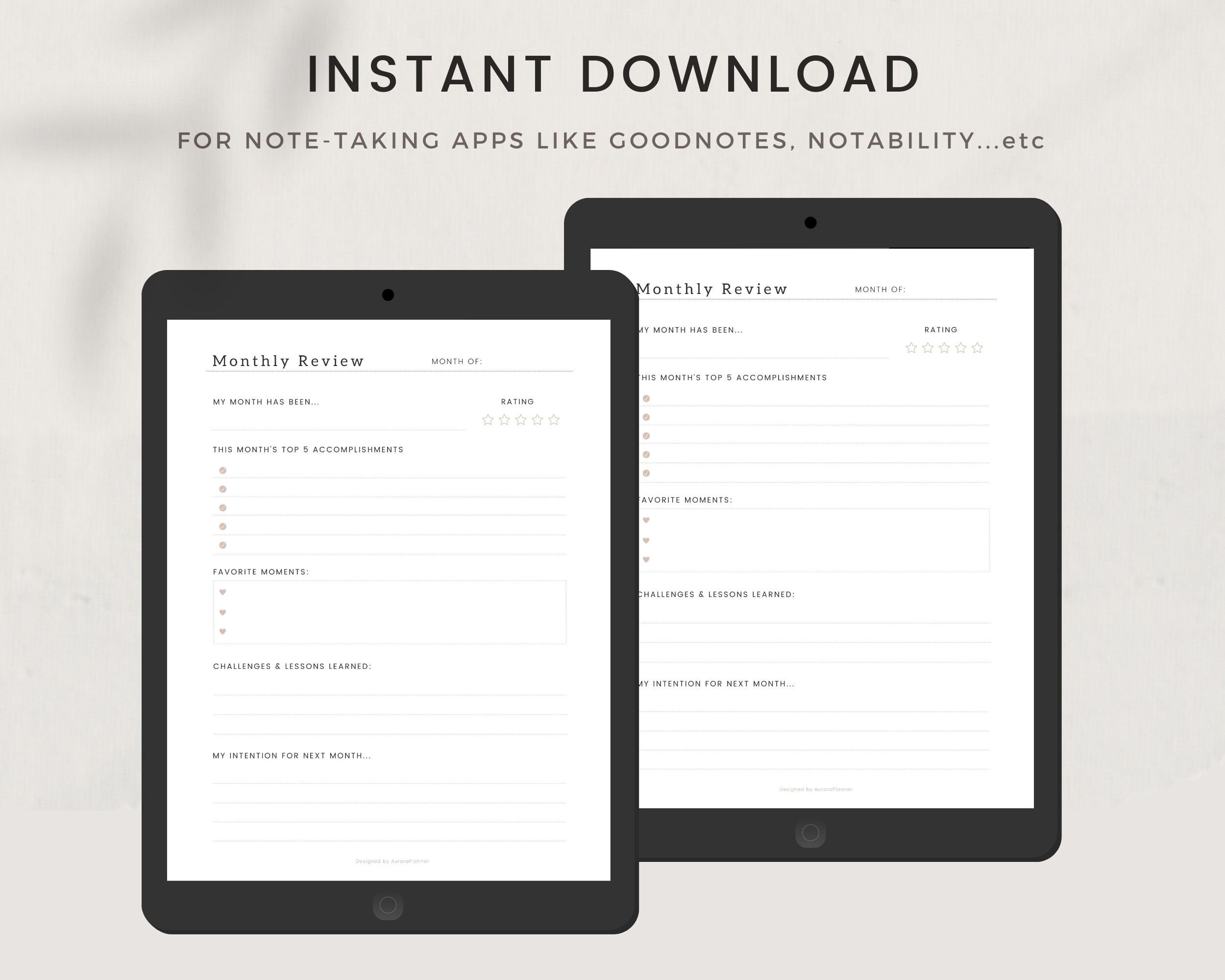 Monthly Review, Monthly Reflection, Monthly Planner Journal, Monthly ...