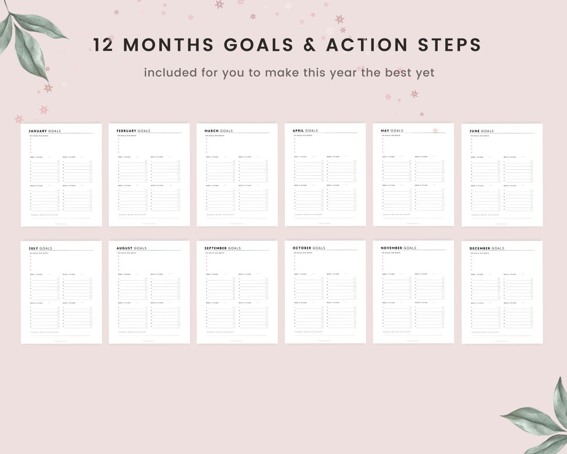 Goal Planner Bundle Printable, 2023 Goals Tracker, SMART Goal Setting ...