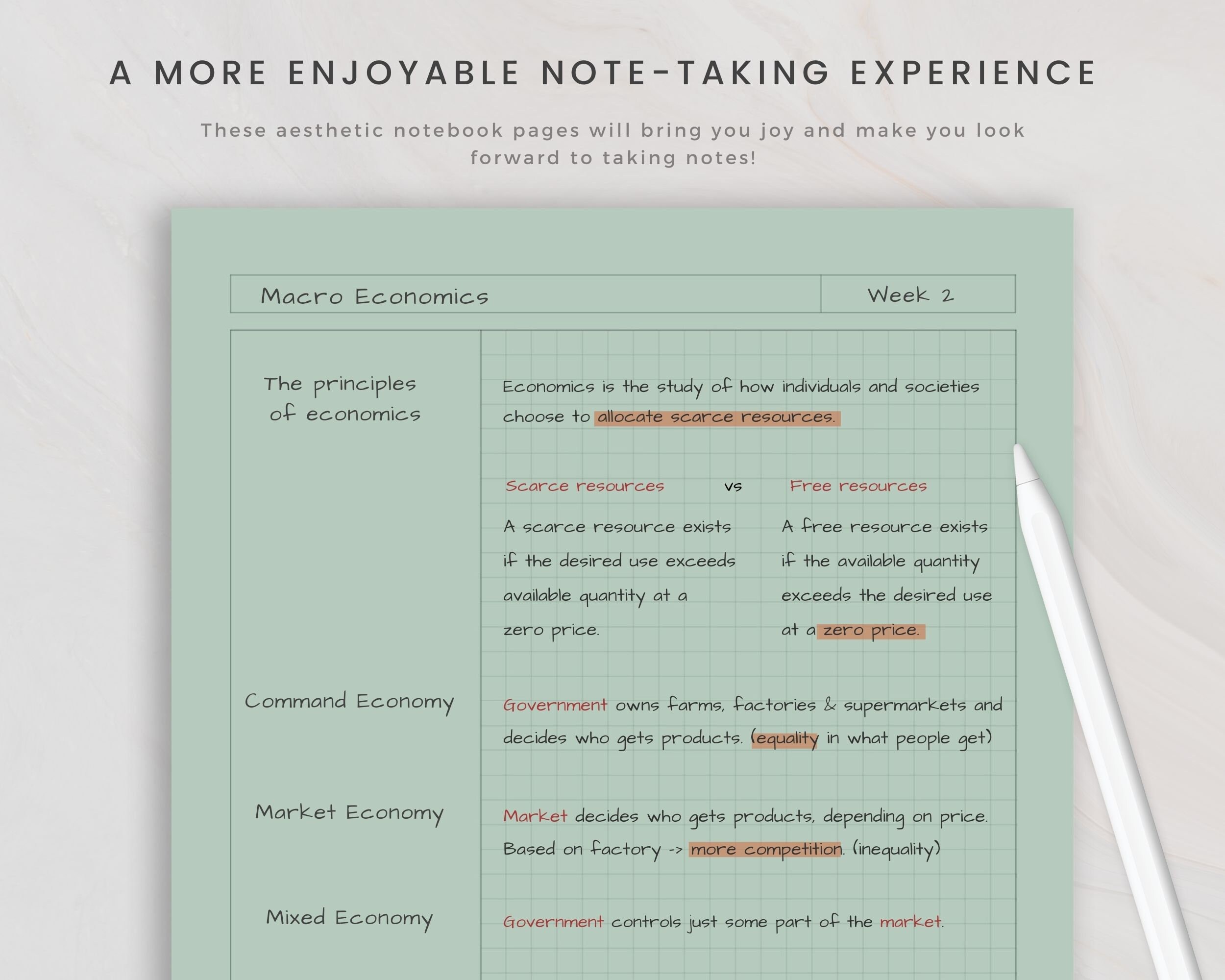 Digital Note Taking Template, Digital Notepad, Note Taking Template