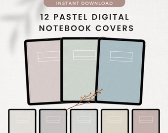 Digital Notebook Covers, Pastel Rainbow Goodnotes Covers, Digital Planner Covers, Minimalist Notebook Covers for iPad, Notability | Portrait