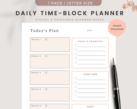Time Blocking Planner Work From Home Planner Productivity - Etsy
