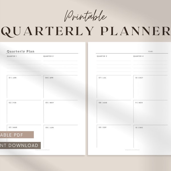 Quarterly Planner, 90-Day Goal Planner, Planner Insert, 3 Months Planner Printable, Goal Tracker, Quarterly Goal Setting, 3 Months Overview