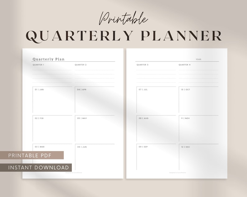 Quarterly Planner, 90-day Goal Planner, Planner Insert, 3 Months ...
