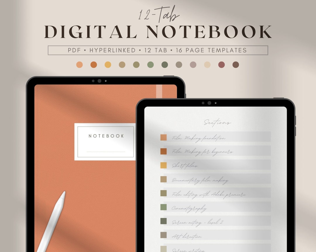 Digital Hyperlinked Notebook, 12 Tabs Notebook for Ipad, Student ...