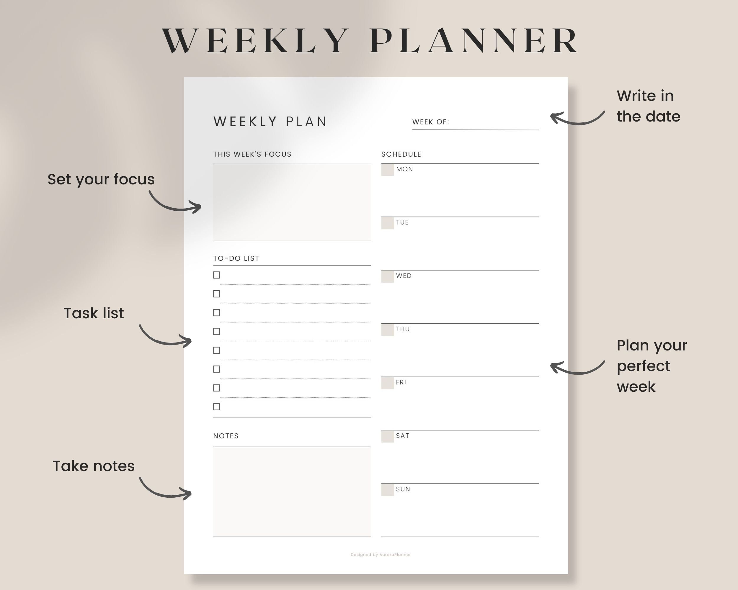 Daily Weekly Monthly Printable Planner, Personal Planner Bundle ...